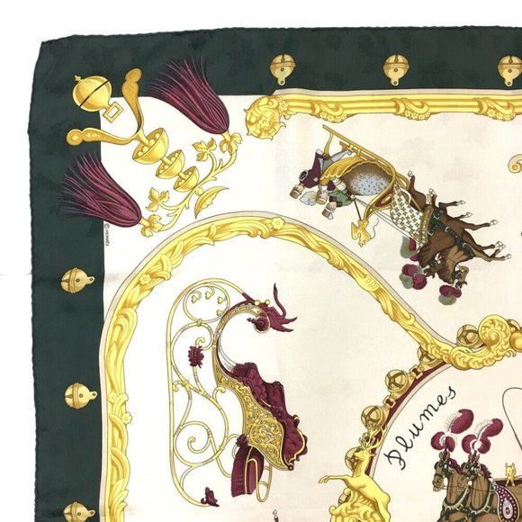 728209L Hermes Scarf Plumes Et Grelots Carre 90 Multicolor Silk 100% - Picture 2 of 9